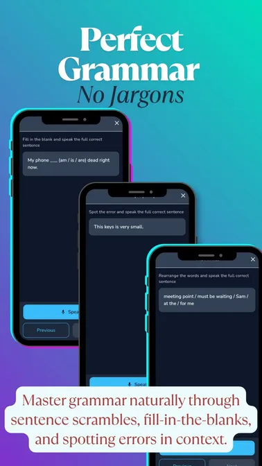 Grammar exercises with instant corrections